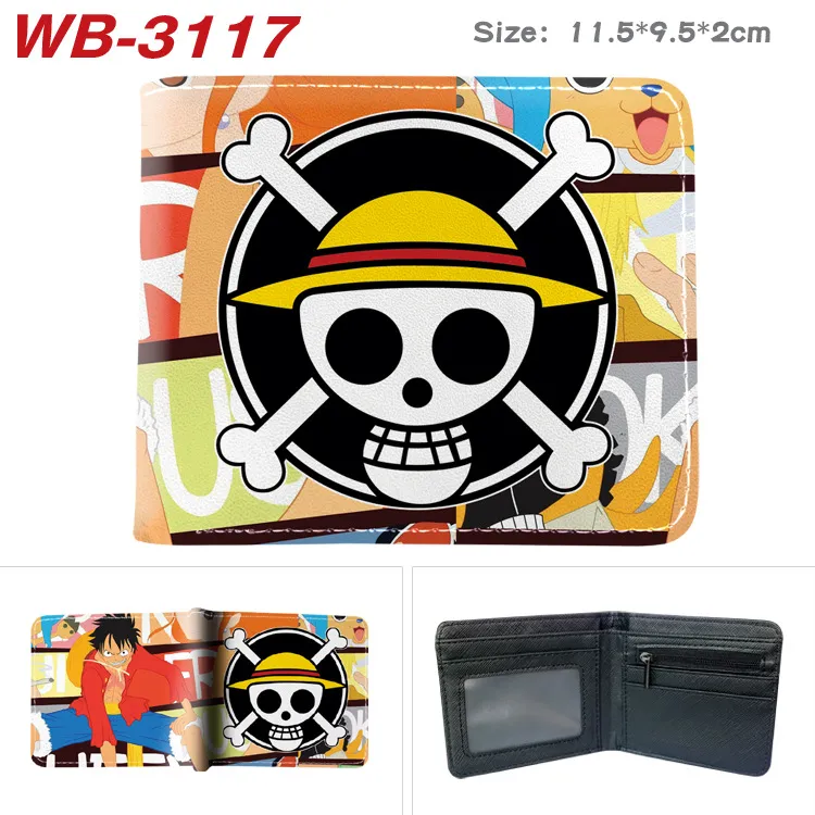 One Piece Inspired Full Color Wallet – Luffy Print Bi-Fold Short Card Holder with Coin Pocket, Unisex Anime Leather Purse for Fans & Students